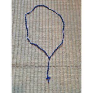 Needzo Dark Blue Knotted Rosary Religious Favor, Lightweight and Durable...